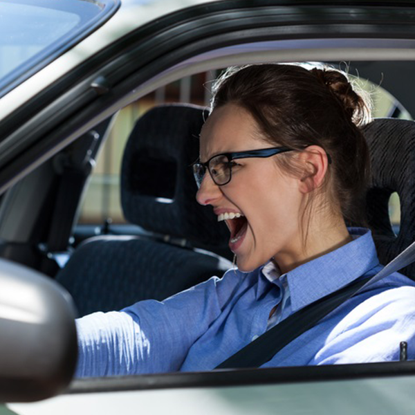 woman in car yelling road rage