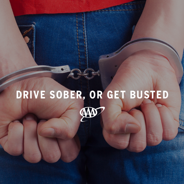 aaa driver sober campaign image hands in handcuffs behind back
