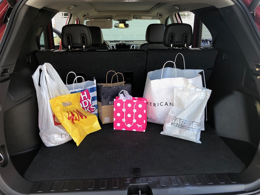 The Equinox comes in handy with back to school shopping.