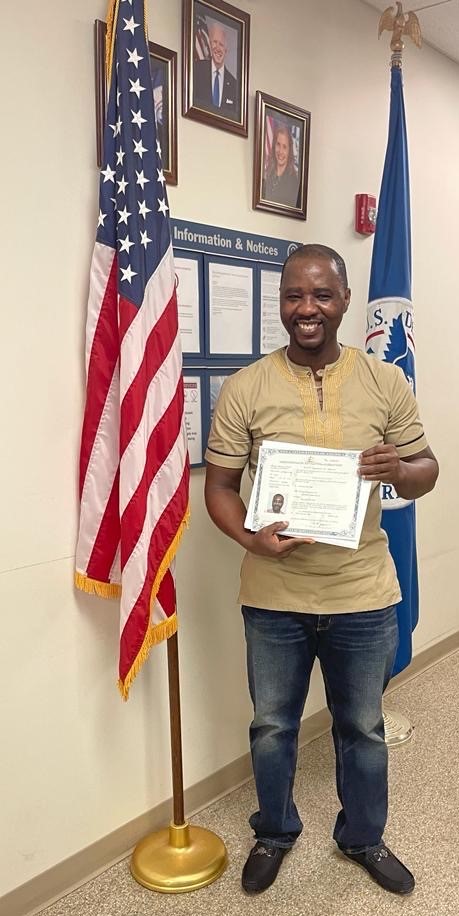 Mohamed Sillah at his naturalization ceremony to become a U.S. citizen.