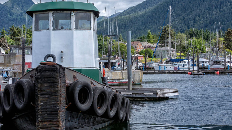 Several boats are harbored at Sitka
